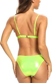 img 3 attached to 👙 SHEKINI Metallic V-Wired Swimsuit for Women: Bathing Suit, Wired, V-Shaped Cut, Trendy Style