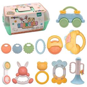 img 4 attached to 👶 Magic4U Baby Rattle Teething Toys: Soft Teethers for Infants 0-12 Months | 12 PCS with Storage Box | Early Educational Gifts for Newborns