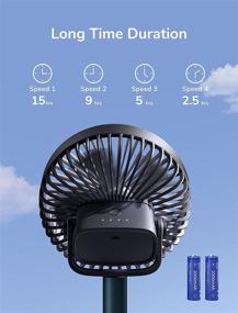 img 1 attached to 🔵 JISULIFE Clip On Desk Fan, Small Stroller Clip Fan, Portable Mini Table Fan with 4000mAh Battery [2.5-15 hours], USB Rechargeable, 4 Speeds, 6 inch for Office, Bed, Car, Golf Cart (Blue)