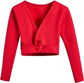 img 4 attached to 👗 DANSHOW Girls' Long Sleeve Wrap Tops Leotards for Dance Ballet Cardigan Dress