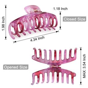 img 1 attached to 🌸 Large Hair Claw Clips for Thick Hair - Non-slip Matte Jaw Hair Clip with Strong Hold, 4.3 Inch Big Hair Clips for Women and Girls - Pack of 4, Including Bonus Hair Ties