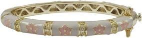 img 4 attached to 🌸 Ivy and Max: Gold Finish White Enamel Bangle Bracelet with Pink Flowers - Perfect for Girls