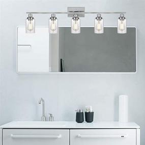 img 3 attached to 💡 5-Light Chrome Vanity Lights with Clear Glass Shade - Modern Bathroom Lighting Fixtures by MELUCEE