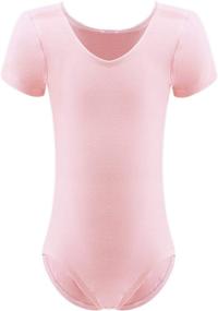 img 4 attached to 🩰 Cotton Short Sleeve Ballet Leotard for Girls Ages 2-10 by Dancina