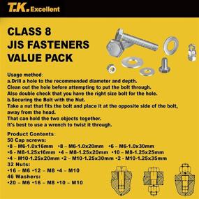 img 1 attached to 🔩 High-Quality T.K.Excellent Hex Bolts M6 M8 M10 Set Kit with Hex Nuts and Washers - 128 Pcs for Versatile Fastening Solutions