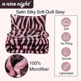 img 3 attached to 🐆 A Nice Night Leopard & Zebra Printed Comforter All-Season Bed Set, Silky Soft Luxury Microfiber Bedding (Pink, Queen) - Lightweight & Sexy