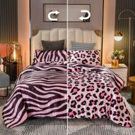 🐆 a nice night leopard & zebra printed comforter all-season bed set, silky soft luxury microfiber bedding (pink, queen) - lightweight & sexy logo