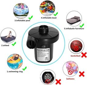 img 3 attached to 💨 High-Performance KERUITA Electric Air Pump: Inflate Pool Inflatables, Air Mattresses, and More with 110V AC/12V DC Power – Includes 3 Nozzles - Black
