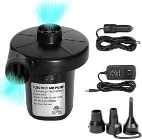 img 4 attached to 💨 High-Performance KERUITA Electric Air Pump: Inflate Pool Inflatables, Air Mattresses, and More with 110V AC/12V DC Power – Includes 3 Nozzles - Black