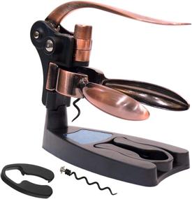 img 4 attached to Premium Wine Bottle Opener Corkscrew Set with Stand and Foil Cutter - 🍷 Stylish Wine Bar Accessory in Gift Box – Lever Cork Wine Opener in Bronze Finish