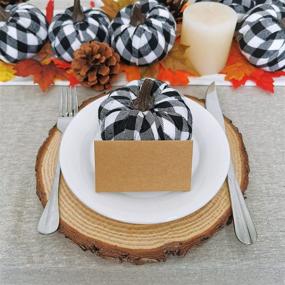 img 1 attached to 🎃 Rustic Farmhouse Fall Decor: Set of 8 Small Faux Foam Pumpkins in Black & White Buffalo Check for Halloween and Thanksgiving