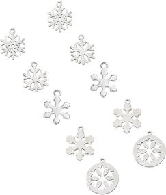 img 1 attached to 🌟 UNICRAFTALE 20pcs Snowflake Pendants, 5 Styles, Metal Charms, Small Hole Stainless Steel Xmas Charms for Christmas DIY Jewelry, Stainless Steel Color