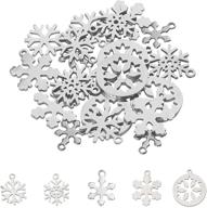 🌟 unicraftale 20pcs snowflake pendants, 5 styles, metal charms, small hole stainless steel xmas charms for christmas diy jewelry, stainless steel color logo