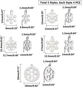 img 2 attached to 🌟 UNICRAFTALE 20pcs Snowflake Pendants, 5 Styles, Metal Charms, Small Hole Stainless Steel Xmas Charms for Christmas DIY Jewelry, Stainless Steel Color