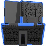 maomini kindle fire hd 10 case / hd 10 plus case 11th gen 2021 release, kickstand heavy duty armor defender cover - blue logo