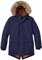 eddie bauer boys down winter parka coat with fur hood logo