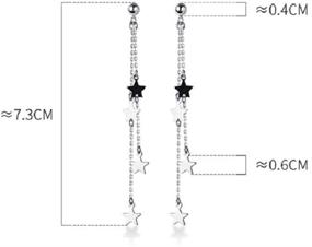 img 3 attached to S925 Sterling Silver Tassel Star Threader Chain Earrings: Elegant, Lightweight Dangle Drops for Women & Girls - Hypoallergenic Fashion Jewelry Gift