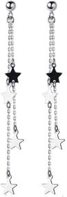 img 4 attached to S925 Sterling Silver Tassel Star Threader Chain Earrings: Elegant, Lightweight Dangle Drops for Women & Girls - Hypoallergenic Fashion Jewelry Gift