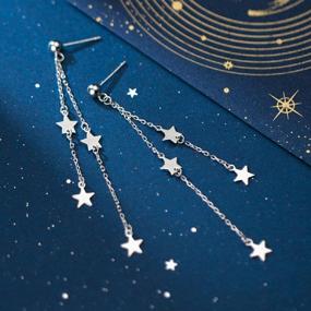 img 2 attached to S925 Sterling Silver Tassel Star Threader Chain Earrings: Elegant, Lightweight Dangle Drops for Women & Girls - Hypoallergenic Fashion Jewelry Gift