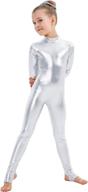 💃 kepblom girls sparkling metallic mock neck unitard costume with long sleeve and zipper back логотип