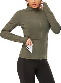 img 2 attached to 🧥 Gleeter Women's Full Zip Workout Jacket: Long Sleeve Yoga Athletic Running Jacket with Thumbhole