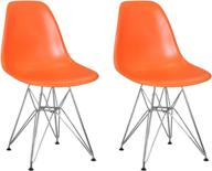 🍊 mod made mid century modern paris tower side chair dining set - vibrant orange (set of 2) логотип