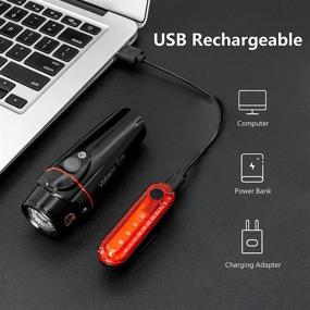 img 2 attached to Super Bright USB Rechargeable Bike Light Set - Volcano Eye Front Headlight and Two Rear LED Lights for Night Riding or Cycling. Easy Installation for Kids, Road, Mountain Bikes