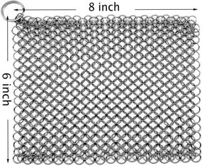 img 3 attached to 🍳 Hulless Chainmail Scrubber: Efficient 8x6 Inch Stainless Steel Cast Iron Cleaner for Various Cookware - Anti-Rust, Durable, and Convenient Hanging Ring Included