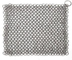 img 4 attached to 🍳 Hulless Chainmail Scrubber: Efficient 8x6 Inch Stainless Steel Cast Iron Cleaner for Various Cookware - Anti-Rust, Durable, and Convenient Hanging Ring Included