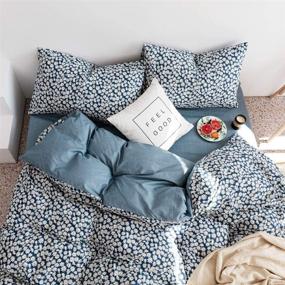 img 4 attached to 🌸 AMWAN Vintage Floral Queen Duvet Cover Set - Reversible Flower Bedding with Daisy Print - Luxury Cotton Comforter Cover with 2 Pillowcases