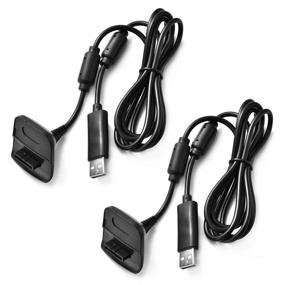 img 3 attached to 🎮 Black 2-Pack Charging Cable for Xbox 360 Wireless Game Controllers