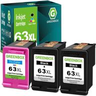 🖨️ affordable and reliable greenbox remanufactured ink cartridge replacement for hp 63xl - 2 black 1 tri-color logo