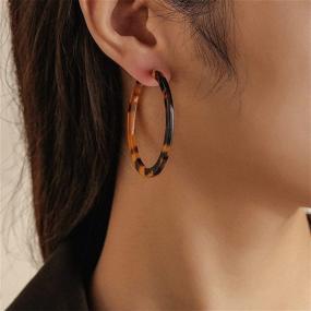 img 2 attached to 🌈 Coadipress Acrylic Resin Dangle Earrings: Multi-Color Mottled Tortoise Shell, U Shape, Simple & Exaggerated Geometric, Lightweight Boho Statement Hoop Earrings for Women & Girls – Fashion Jewelry