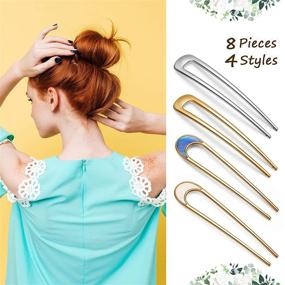 img 3 attached to 🎀 Stylish 8-Piece Vintage Hair Accessories Set: Metal U-Shaped Hair Pins, Fork Sticks, Chignon Pins, and Chopsticks for Women and Girls