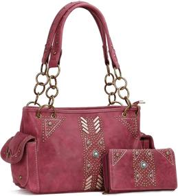 img 4 attached to 👜 Women's Montana West Concealed Carry Tote Bag - Leather Embroidered Western Design Handbag with Matching Wallets Set