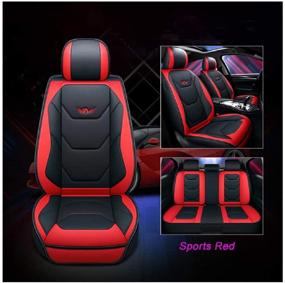 img 4 attached to 🚗 JOJOHON Luxury PU Leather Auto Car Seat Covers - Universal Fit (Sports Red) - Full Set for 5 Seats