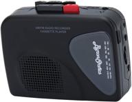 📻 byron statics portable cassette players recorders fm am radio walkman tape player with built-in mic, external speakers, manual record, vas automatic stop system, 2aa battery or usb power supply, headphone - black logo