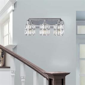 img 2 attached to Doraimi 3-Light Crystal Wall Sconce with Chrome Finish - Modern, Concise Style Fixture, Crystal Plate Metal Shade - Ideal for Bathroom, Crystal Light Fixtures, and More.