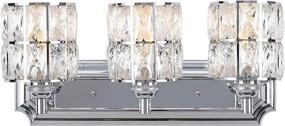 img 4 attached to Doraimi 3-Light Crystal Wall Sconce with Chrome Finish - Modern, Concise Style Fixture, Crystal Plate Metal Shade - Ideal for Bathroom, Crystal Light Fixtures, and More.