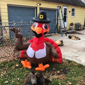 img 1 attached to 🦃 6 FT Outdoor Thanksgiving Inflatable Turkey with Pilgrim Hat - GOOSH Blow Up Yard Decoration with LED Lights Built-in for Holiday, Christmas, Party, Yard, Garden - Clearance Sale