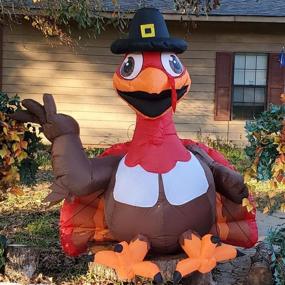 img 4 attached to 🦃 6 FT Outdoor Thanksgiving Inflatable Turkey with Pilgrim Hat - GOOSH Blow Up Yard Decoration with LED Lights Built-in for Holiday, Christmas, Party, Yard, Garden - Clearance Sale