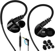 🎧 black noise cancelling over ear earphones with microphone and remote for running, gym, workout, jogging, exercise - sweatproof, earhook headphones logo