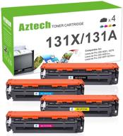 🖨️ high-quality aztech compatible toner cartridge replacement for hp 131a 131x laserjet pro 200 color m251 and mfp m276 series printers (4-pack, black/cyan/yellow/magenta) logo