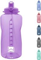 💪 wellness 1 gallon (128oz) sports water bottle with purple straw lid and convenient carry handle logo