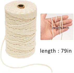 img 3 attached to 🧵 3mm 328ft Macrame Cotton Cord, Natural Color Handmade Soft 4-Strand Rope for Macrame, Wall Hanging, Plant Hanger, DIY Craft Making, Knitting, Home Decoration (3mm X 100m)