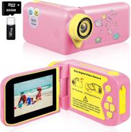 ytetcn kids video camera 270° rotation, 1080p hd digital camcorder for kids ages 3-8, video recorder camera for girls & boys: birthday, christmas gift, 32gb memory card included (pink) logo