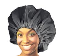 🚿 donna premium collection super jumbo shower cap black 22164: stylish and reliable protection for all hair types! logo