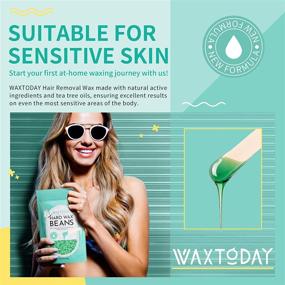 img 1 attached to Sensitive Skin Hard Wax Beads - WAXTODAY Tea Tree Hair Removal Formula (15.8 oz) - Full Body Brazilian Waxing for Face, Legs, Eyebrows - Ideal Refill for Wax Warmers