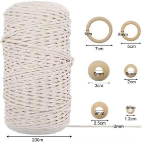 img 3 attached to 🧶 Natural Cotton Macrame Cord Kit - 3mm x 220 Yards, Includes 44pcs Assorted Wooden Beads, Ideal for Crafts, Kitting, Wall Hanging, and Plant Hangers - Perfect for Adults and Beginners