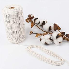 img 2 attached to 🧶 Natural Cotton Macrame Cord Kit - 3mm x 220 Yards, Includes 44pcs Assorted Wooden Beads, Ideal for Crafts, Kitting, Wall Hanging, and Plant Hangers - Perfect for Adults and Beginners